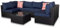 Mucola Polyrattan Lounge Ecksofa für 6 Personen Sitzgarnitur Essgruppe für Garten 7 TLG. Gartenmöbel mit Sofa, Tisch & Kissen Gartenset Sitzgruppe Terrassenmöbel