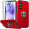JAME für Samsung Galaxy A55 5G Hülle mit 2 Stück Panzerglas, Militärschutz Stoßfester Schutz Samsung A55 5G Hülle mit 360° Magnetischer Ring Kickstand Handyhülle für Samsung A55, Rot