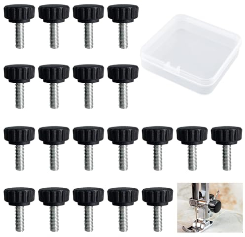 Vite a Testa Zigrinata, 20 pezzi Bulloni Maniglia Zigrinata, Manopole per Vite a Testa, Zigrinata Viti di Serraggio, M4 x 10 mm, con Scatola di Immagazzinamento, per Macchinar