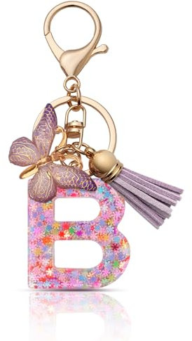CHUQING Schlüsselanhänger mädchen Schlüsselanhänger Buchstabe Schlüssel Anhänger Schmetterling Schlüsselanhänger mit Anfangsbuchstaben Frauen Keychain Geschenk