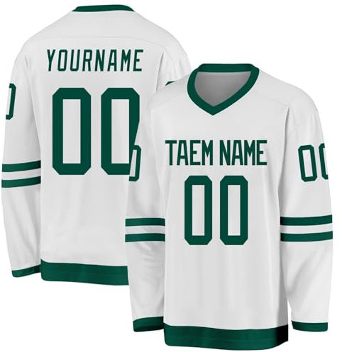 Hockey-Trikot, personalisierbar, mit Ihrem Namen, Team/Nummer, Hockey-Trikot mit Namen, geeignet für Geschenke für Kinder und Erwachsene, Stil 6 KAN0827A, weiß, One size