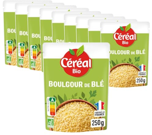 CÉRÉAL BIO – Boulgour de Blé Bio – Blé Complet au Naturel – Accompagnement Céréales Bio – Repas Prêt à Réchauffer en 2 min – Riche en Fibres & Protéines – Nutriscore A – 250 g