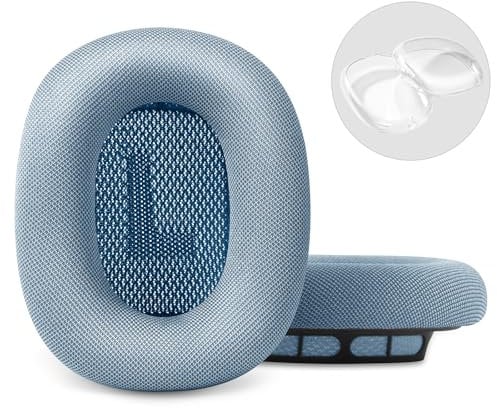 TSYUCXH Almohadillas de repuesto mejoradas 2024 para auriculares Apple AirPods Max, almohadillas de tela de malla con espuma viscoelástica e imán para AirPod Max + funda de TPU suave para Airpod Max