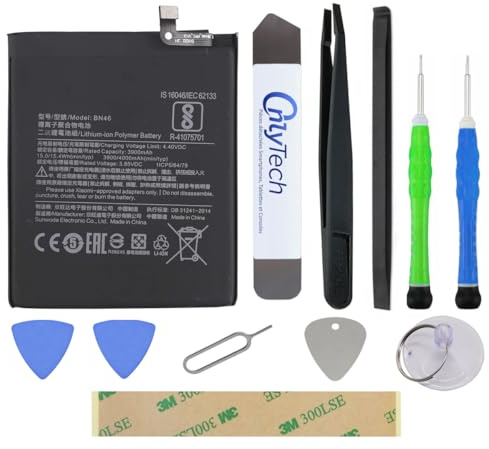 OnlyTech - BN46 Premium Mobile Phone Replacement Batteries Repair Kit for Xiaomi Redmi 7 / Redmi Note 8 / 8T - 4000mAh - Same Quality with 10 Tools and Adhesive