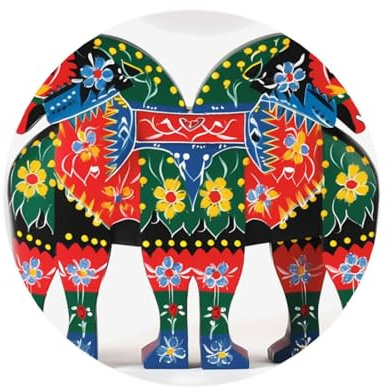 Runde Acryl-Kühlschrankmagnete, Läufer, schwedisches Dala-Pferd, Folk, magnetischer Kühlschrank-Aufkleber, lustig, niedlich, Kühlschrankmagnete für Kühlschrank, Büro, Whiteboard, Küchenschränke
