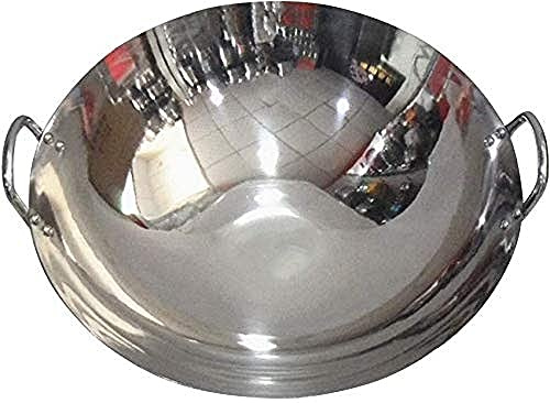QHQQXN Edelstahl-Wok – Pfanne – mit Zusatzgriff, Mehrzweck-Bratpfanne aus Edelstahl – Topfdurchmesser: 45 cm, Pfanne (Farbe: Topfdurchmesser: 70 cm)