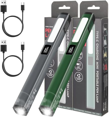 2 luces LED de trabajo multifuncionales, 6 modos de iluminación, carga USB-C, 600 mA, tiempo de funcionamiento fuerte, clip magnético portátil, para situaciones de emergencia al aire libre