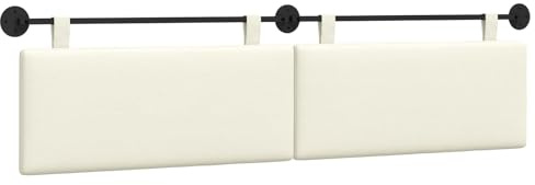 vidaXL Hängendes Kopfteil Creme Cordstoff, Modernes rechteckiges Wandkopfteil, platzsparendes, weich gepolstertes Kopfteil, minimalistisches Wohnmöbeldesign