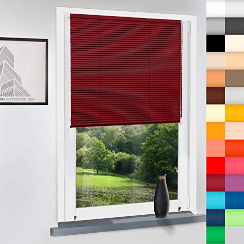 Aluminium Jalousie nach Maß, Endloskette, Kette, Monocomando, Maßanfertigung, für Fenster und Türen, Alu, Fenster, Klemmfix ohne Bohren (Bordeaux Rot, Höhe: 200cm x Breite: 80cm)