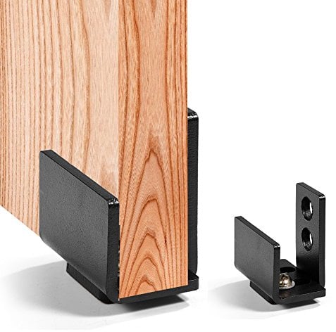 Smandy Guida Pavimento per Porte Scorrevoli in Acciaio al Carbonio Nero, Fissaggio al Muro con Viti in Acciaio al Carbonio Nero
