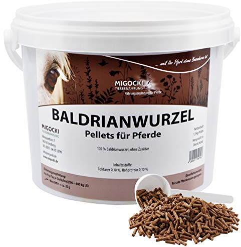 MIGOCKI Baldrianwurzel – 1,5 kg – Für Pferde – Reine Kräuter ohne Zusatzstoffe – Pellets