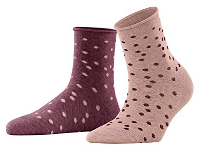 ESPRIT Damen Irregular Dots 2-pack W Sso Hausschuh-Socken (2er Pack) | mit Punktdesign