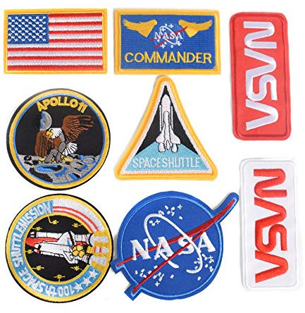 J.CARP 8pcs NASA Iron On or Sew On Embroidery Patches, NASA Office Logo, USA Flag Patch for DIY Jeans, Jacket, Kid's Clothing, Bag, Caps, Arts Craft Sew Making