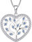 YL Tree of Life Necklace 925 Sterling Silver cut Aqua Blue Cubic Zirconia Family Tree Pendant Necklace for Women