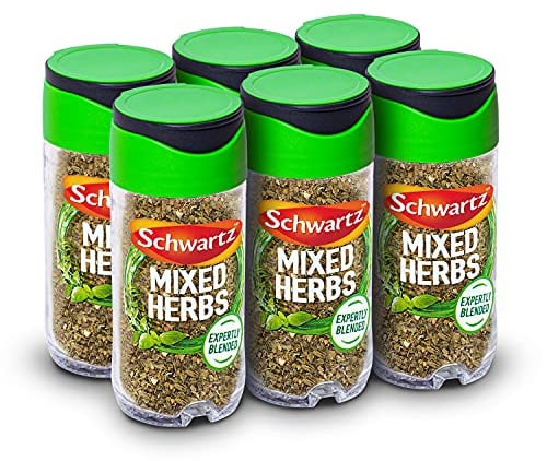 Schwartz Mixed Herbs 11 G | Jar | Pack of 6 | Tantalising Taste and Aroma | With Marjoram, Basil, Oregano, and Thyme | Perfect for Tomato-Based Pizza & Pizza Sauces, Stews, Casserole & Savoury Mince
