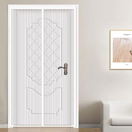Door Curtain 100x260cm Full Frame Magic Tape Fly Screen Door Magnetic Easy to Install for Kitchen/Bedroom/Room, White