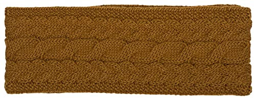 styleBREAKER Damen Strick Stirnband einfarbig mit Zopfmuster, Thermo Fleece Futter, Winter Headband Uni 04026058, Farbe:Cognac