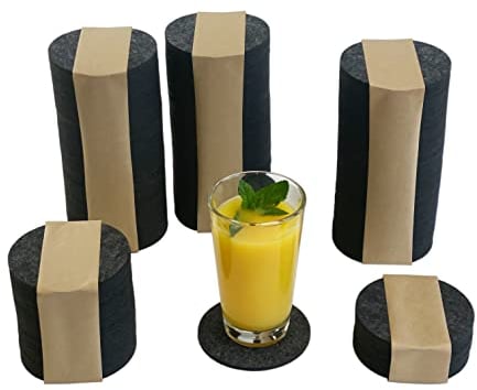 Untersetzer aus Filz, div. Formen, ca.10x10cm, 4 Farben, 4 Packungsgrößen (rund D10cm - 100er OHNE Box, anthrazit meliert)