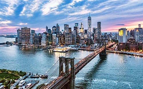 Haeran River Abend Sonnenuntergang Manhattan Skyline New York Full Drill Diy 5D Diamond Painting By Number Unique Kits Home Wall Decor Crystal
