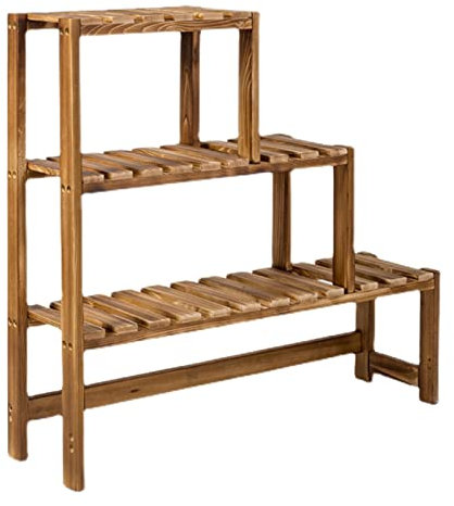 Hohe Blumentreppe aus Holz Fensterbank Pflanzentreppe Pflanzenregal Blumenregal Blumenbank Leiterregal Pflanzenständer Blumenständer für Innen Außen Garten Home Balkon Dekorativ ( Size : 75x25x70cm )