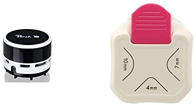 Peach PA105 Mini Staubsauger schwarz & Vaessen Creative 2137-037 3 in 1 Eckenstanzer, aus Metall und Plastik, Karten Gestalten und Scrapbooking, Legierter Stahl Aluminium Kunststoff, 4, 7, 10 mm