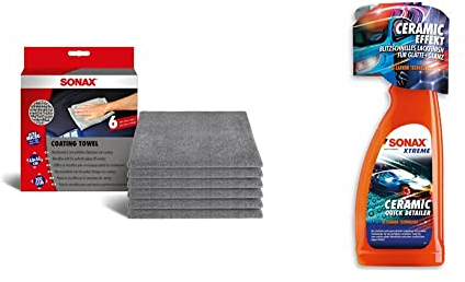 SONAX Coating Towel weiches Mikrofasertuch zur sanften Entfernung & Xtreme Ceramic QuickDetailer superschnelle Lackpflege mit Ceramic-Technologie für EIN perfektes Lackfinish.