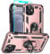 Aozuoton for iphone 12 Case, iphone 12 Phone Case with HD Screen Protector, [Military Grade 16ft. Drop Tested] Ring Shockproof Protective Phone Case for iphone 12,Rose Gold
