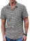 COOFANDY Mens Shirts Short Sleeve Casual Button Down Checked Shirt for Summer Men Plaid Flannel Shirts White Black M