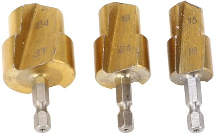 3PCS PPR-Rohrreibahlen-Bits 19mm 24mm 31mmHebe-Stufenbohrer-Reibahle High Carbon Steel Fitting Expander Stufenbohrer-Set Sechskantschaft für PPR-PVC-Kunststoffrohre