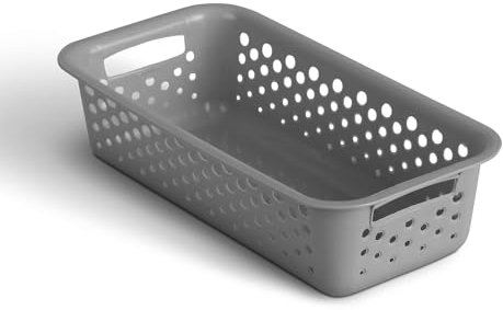 Aufbewahrungskorb 0,7L mit Griffen - BPA-Frei - Organizer (20 x 10 x 5 cm/Anthrazit) - Körbchen für Bad Küche Schlafzimmer, Haushaltskorb