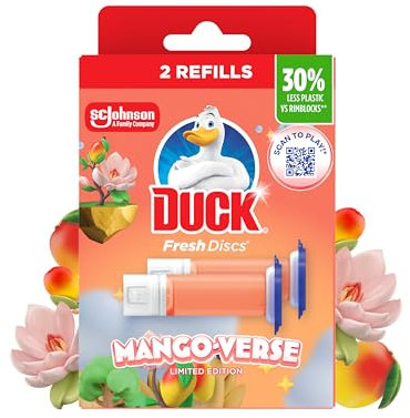 Duck Fresh Discs Toilet Cleaner Refill Twin Pack, Fights Stains That Harbour Germs, Prevents Limescale Build Up, Mango Verse, Pack of 5 (Total of 10 Refill Tubes)
