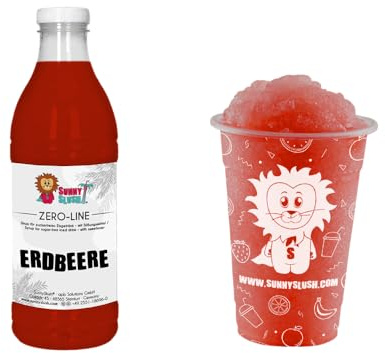SunnySlush® Zero Erdbeere-Sirup 1 L - Slush-Eis Sirup vegan | 1:5 | Slush