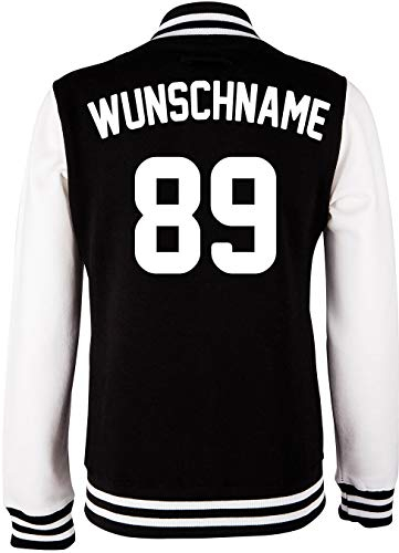 EZYshirt® Damen Herren Kinder College Jacke Athletic mit Wunschnamen und Wunschnummer | Baseball Jacke |
