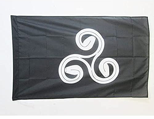 AZ FLAG - Drapeau Bretagne Triskell Triserpent - 150x90 cm - Drapeau Triskell Breton 100% Polyester Avec Fourreau et cordelette - Pavillon 110 g