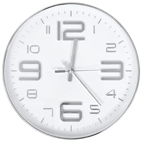 vidaXL Wanduhr 30 cm Silbern Modern Analog Uhr Bürouhr Küchenuhr Wohnzimmer