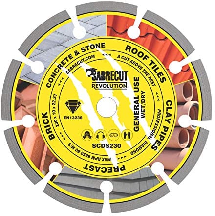 1 x SabreCut SCDS230 230mm (9 inch) x 10mm x 22.23mm Bore Segmented Angle Grinder Diamond Circular Saw Blade