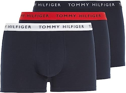 Tommy Hilfiger Herren 3er Pack Boxershorts Trunks Unterwäsche, Mehrfarbig (Desert Sky/White/Primary Red), S