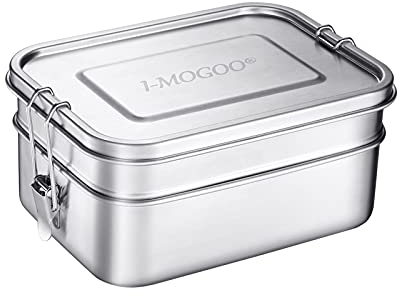 I-MOGOO Cajas Bento De Acero Inoxidable De 2000ML, Sin BPA Y Sin Plástico, Cajas De Almuerzo Para Hombres, Mujeres, Niños, Niñas, Almuerzos Para Niños