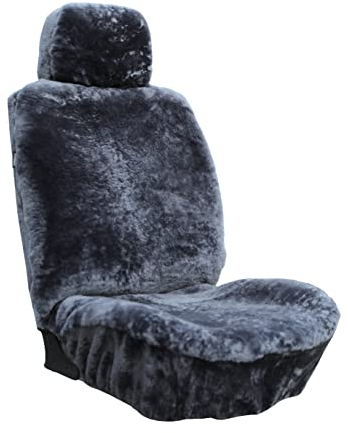 SHEEPSKIN ELITE Premium Autositzbezug aus Schaffell, für alle Jahreszeiten, Komfort und Schutz, einfache Installation, 142,2 x 58,4 cm, Grau mit bläulicher Tönung