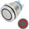Lumonic Edelstahl Drucktaster flach 19mm Durchmesser I Mit einer Ring LED in Rot Maße: Schraubanschluss 250V 3A I Vandalismussicher nach dem IP65 Stan