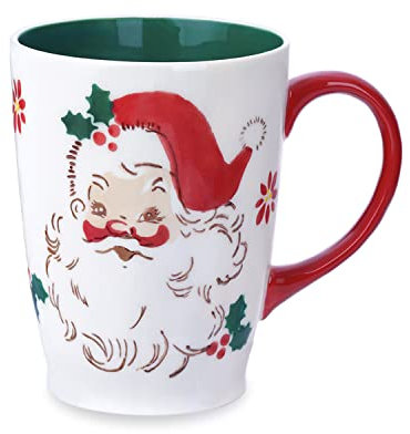 NymphFable Taza Navidad Taza Te 600ml Taza Cafe Personalizada de Cerámica Grande 100% Pintado a Mano Regalo Navidad