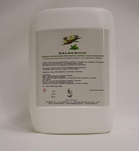 Essenza di Eucalipto Globulus e Mentolo idrosolubile a base di olio essenziale in acqua stabilizzata bagno turco e doccia emozionale. 5LT