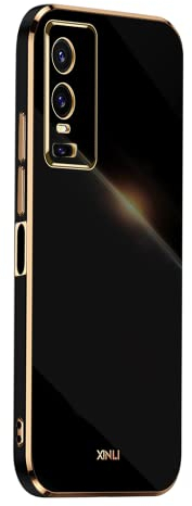 EASSGU [Telaio Elettrolitico Custodia per vivo Y76 5G (6.58 Inches) Cover Protettiva in Morbido Silicone TPU - Nero