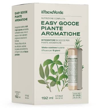 Easy Gocce Piante Aromatiche. Concime in Fiale per tutti i tipi di Piante Aromatiche. 6 fiale di fertilizzante da 32ml pronte all'uso.