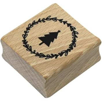 Artoz Stempel – Holzstempel – „Tannenbaum“ – 40 x 40 mm – Motivstempel zum Kartenbasteln für Weihnachten, Einladungen, Grüße