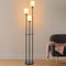 Winverty 3-Light Floor Lamp, 66 H Standing Lamp Industrial with Linen Lampshade, Bedroom Modern Floor Lamps with Shelves, Vintage Boho Indoor Luminaire, Foot-Switch Black Light Pole for Living Room