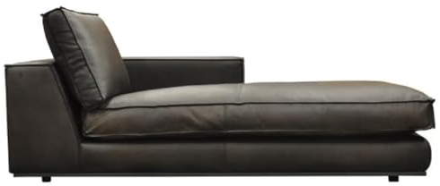 Casa Padrino Luxus Leder Chaiselongue Linke Seite Schwarz 106 x 186 x H. 83 cm - Echtleder Liegesessel - Relexliege - Recamiere - Wohnzimmer Möbel - Luxus Möbel