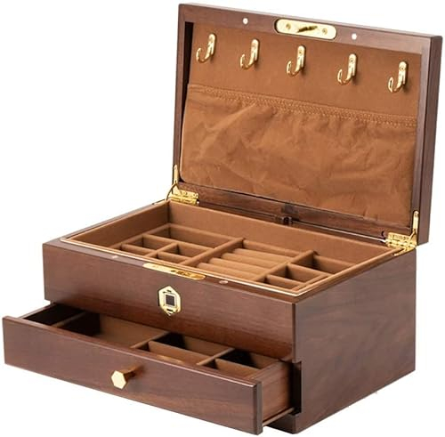 YOtat Schmuckschatulle Mit Fingerabdruck-Schloss, Holz-Schmuck-Organizer, Große Kapazität, Schmuck-Aufbewahrungsbox Für Ohrringe, Ringe, Halsketten, Armbänder, Schmuckhalter