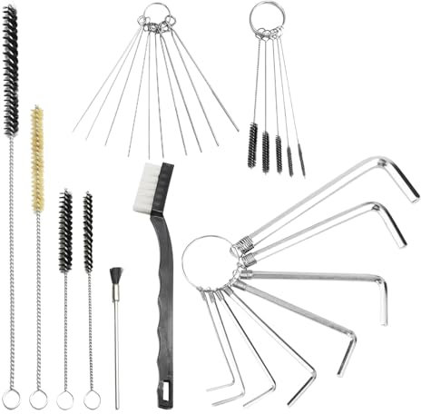 21-Piece Airbrush Cleaning Brushes, 8-Piece Hex Wrenches, Airbrush Cleaning Kit, Paint Airbrush Brushes, Airbrush Depth Brushes, Airbrush Detail Brushes, Universal Airbrush Brushes