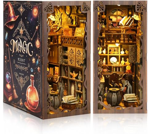 DIY Book Nook Kit, Buch Ecke Miniatur Kit für Erwachsene Teens, Magie Themen Dekor 3D Holz Puzzle Buchstütze Handwerk Modell Kits für Erwachsene, Teenager ab 14+ Jahren Weihnachten Ideen Geschenke